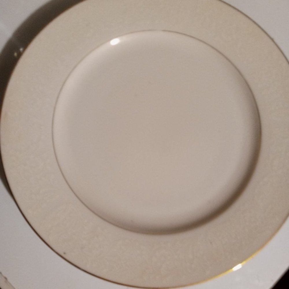 DINNER PLATE VINTAGE White with a beautiful pattern on the outer part